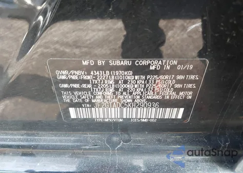 2019 Subaru Crosstrek 2.0I Premium из США, поврежденный, VIN JF2GTADC5KH290936